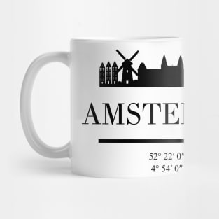 AMSTERDAM NETHERLANDS BLACK SILHOUETTE SKYLINE ART Mug